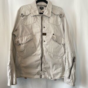 G-Star RAW Mens Grey 3301 Utility Cargo Jacket XL Military Rugged Streetwear